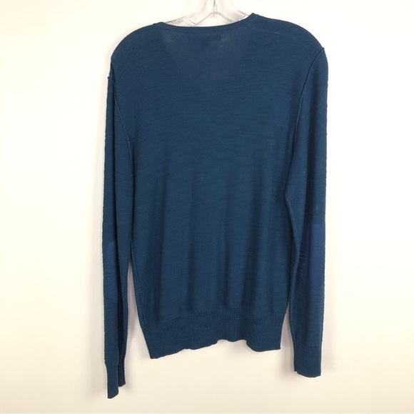 John Varvatos Teal V-Neck Sweater Elbow Patches WORN ON CW'S LEGACIES - Picture 11 of 11